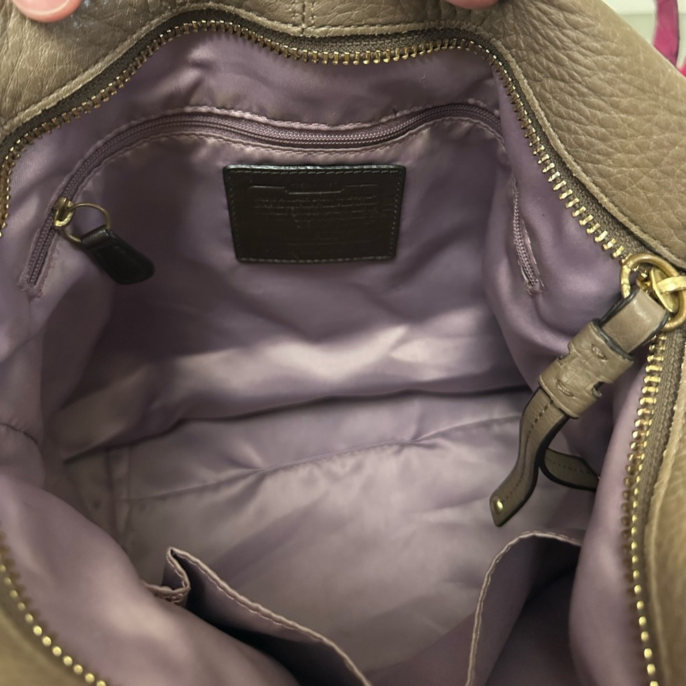 Coach Brooke Taupe Leather Shoulder Bag with Gold Accents - Picture 5 of 11